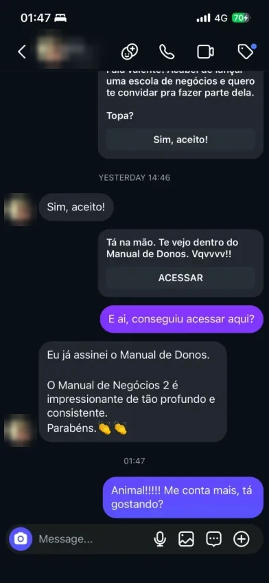 Print de conversa de quem assina o Manual de Donos (7 de 8)