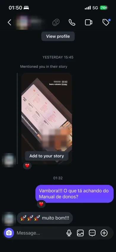Print de conversa de quem assina o Manual de Donos (8 de 8)